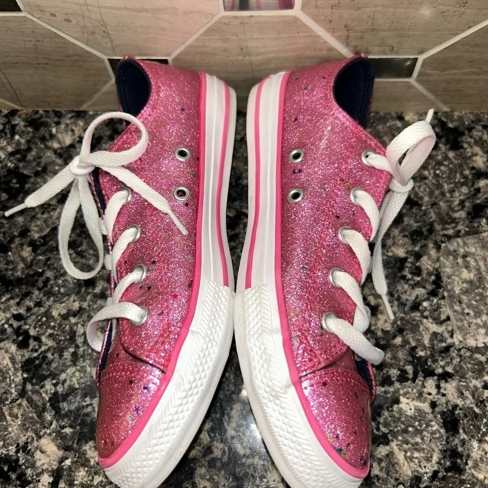 Converse Girl Youth Junior Size 3 Pink 665108C Sparkle Glitter Sneaker